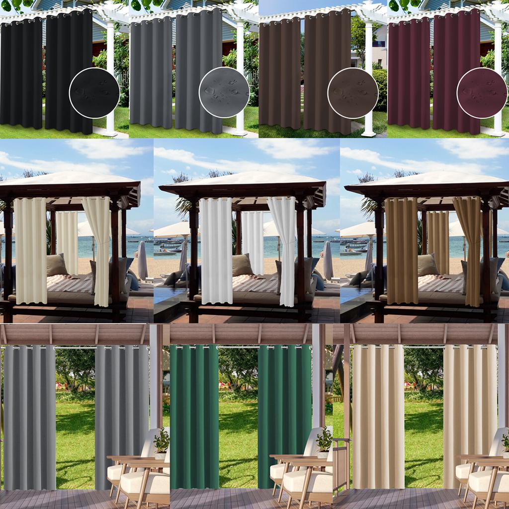 1/2/3/4 Outdoor Curtains for Patio Waterproof, Light Filtering Privacy Outside Curtains for Living Room, Gazebo, Porch, Pool