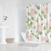 1pc Romantic Pink Roses and Green Leaves Shower Curtain - Exquisite Floral Pattern, Machine Washable Polyester Fabric