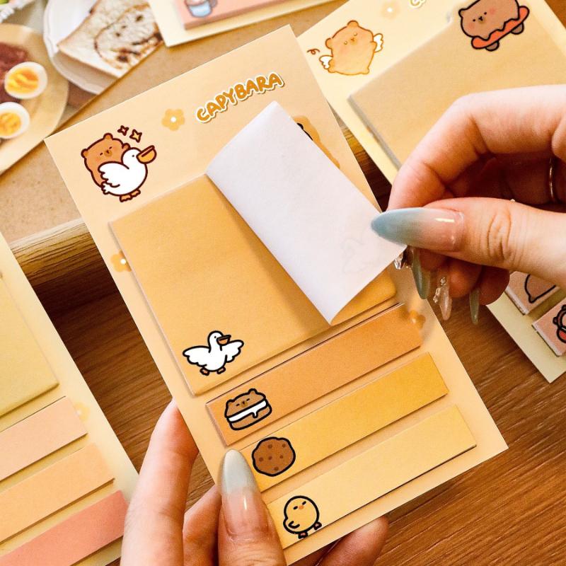 Capibala Learning Stationery Wholesale Capybara Index Stickers Student Gift Message N Times Label Paper Kawai Stationery Lovely