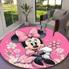 1pc Round Rug Appropriate for Office, Minnie Mouse Pastel Pink Floral Carpet, Versatile Printed Chair Rug, Durable Home Sofa Carpet