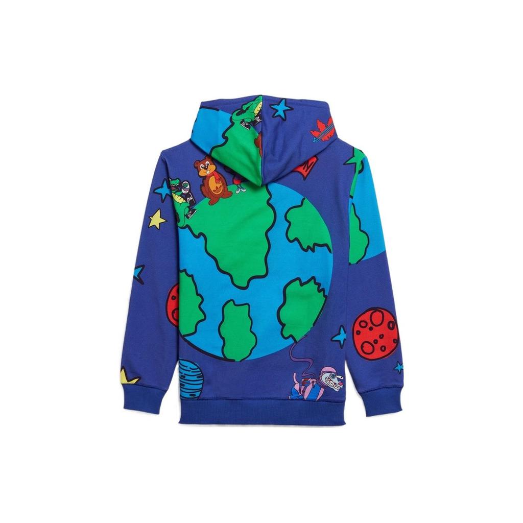 Adidas Originals X Kerwin Frost Cartoon Space Print Long Sleeve Hoodie Men Hoodie Blue HN9052