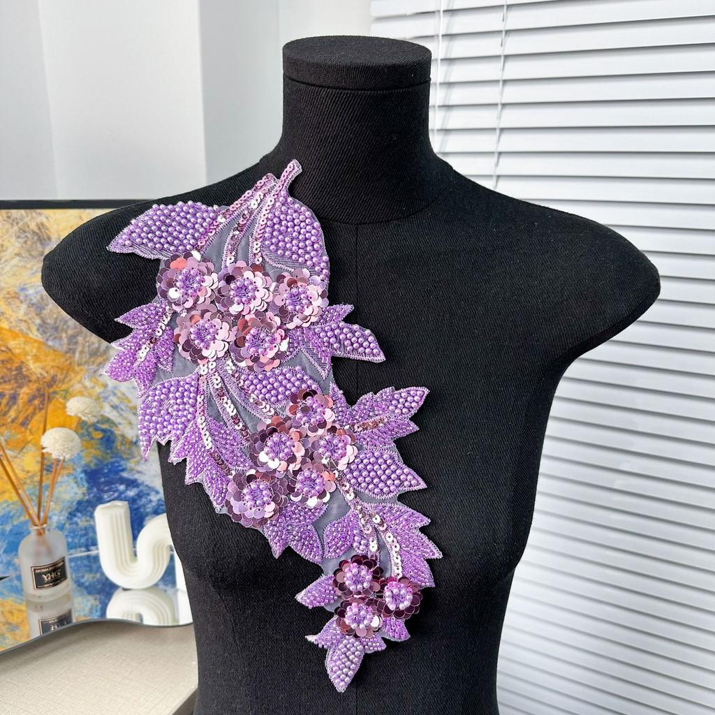 Mesh Sequin Embroidery Diy Applique Wedding Dress Dress Clothing Accessories Decorative Flower Cloth Sticker