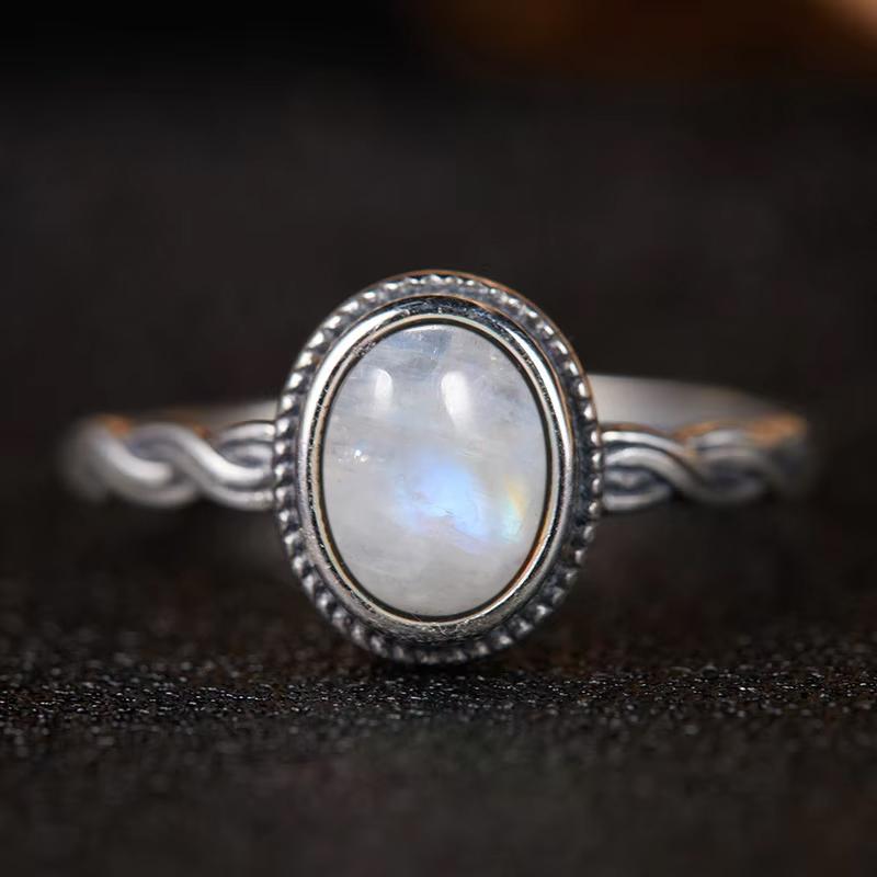 Pierścionek ze srebra sterlingowego z czarnym onykssem Vintage Prosty minimalistyczny styl Okrągły kształt Kamień naturalny Czarny pierścionek Biżuteria dla kobiet