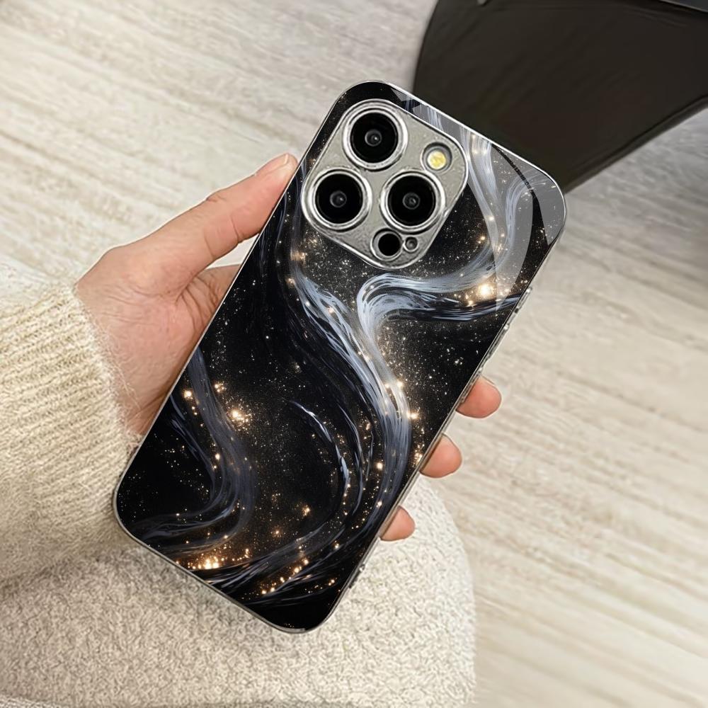 Traveling through galaxy fashion phone cases carcasa Smartphone Glass Phone Case for iPhone 17 16 15 14 13 12 pm Pro Plus fundas