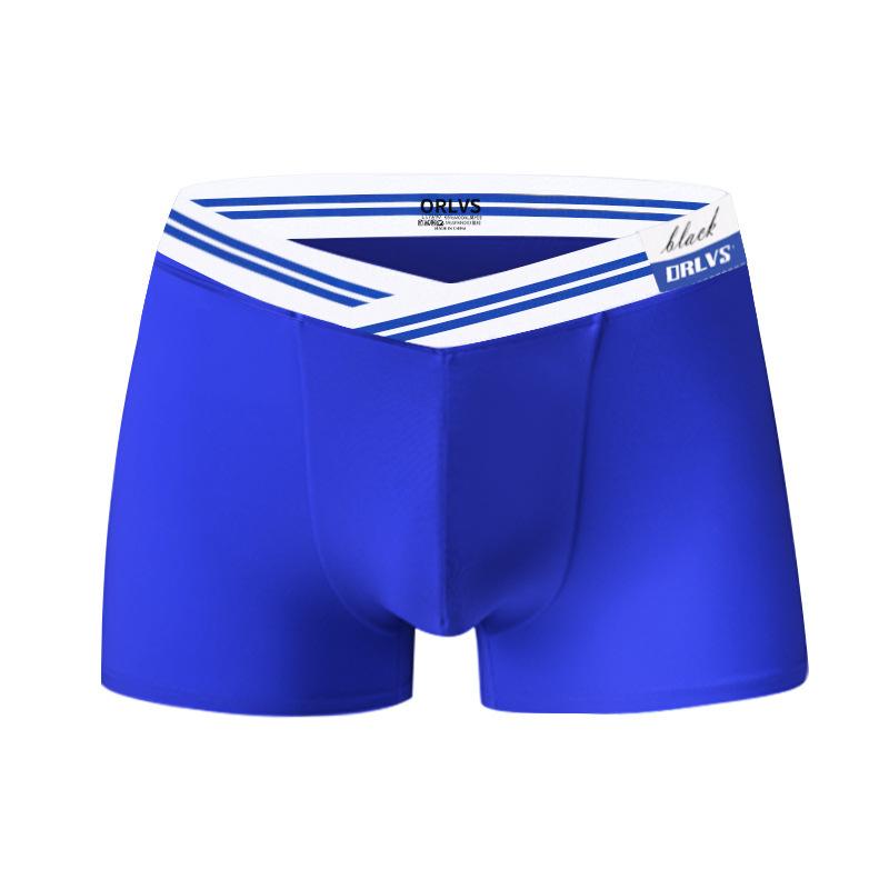 

Модные мужские боксеры с V-образным ремнем и заниженной талией, с U-образным вырезом, боксерские шорты, мужское нижнее белье, спортивные, фитнес-дышащие трусы XXL синий
