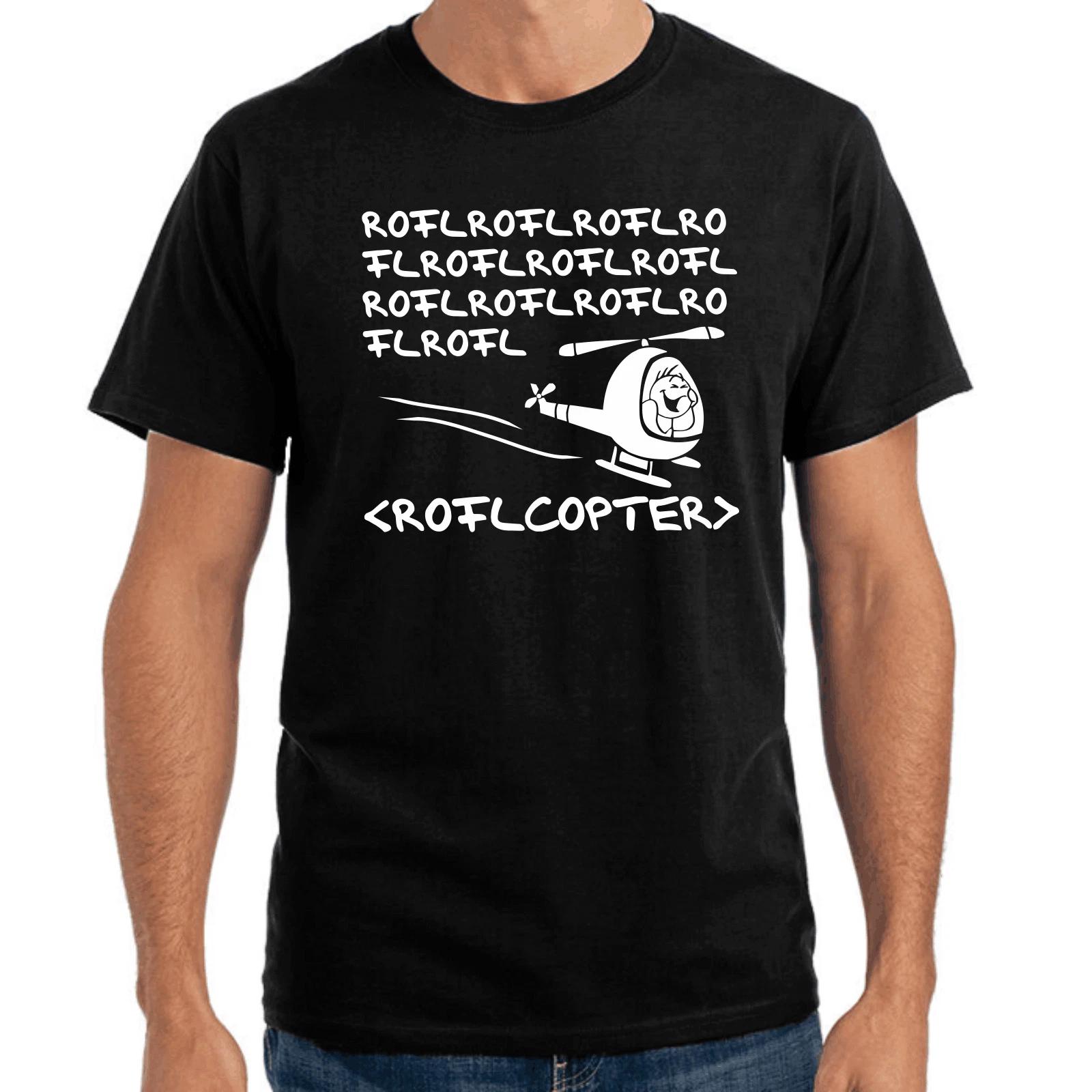 Men s and Women s T-shirts Roflcopter Nerd Geek Gamer Sayings Gift Funny Fun XXL