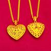 Vietnam Sand Gold Women's 60cm Heart Necklace: Southeast Asia Jewelry with Hollow-out Heart Design