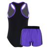 Girls One Piece Swimsuit Set Sleeveless Racer Back Design Matching Boyshorts Beach Swimwear Outfit