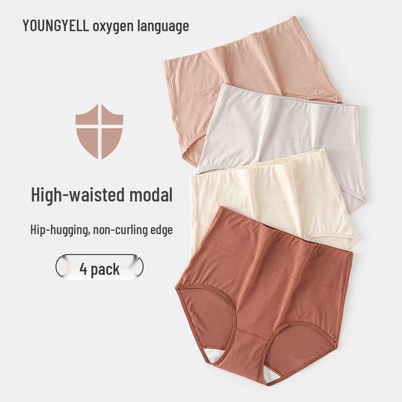 

YOUNGYELL Women s High-Waist Seamless Modal Underwear 4-Pack L (100-130 lbs)