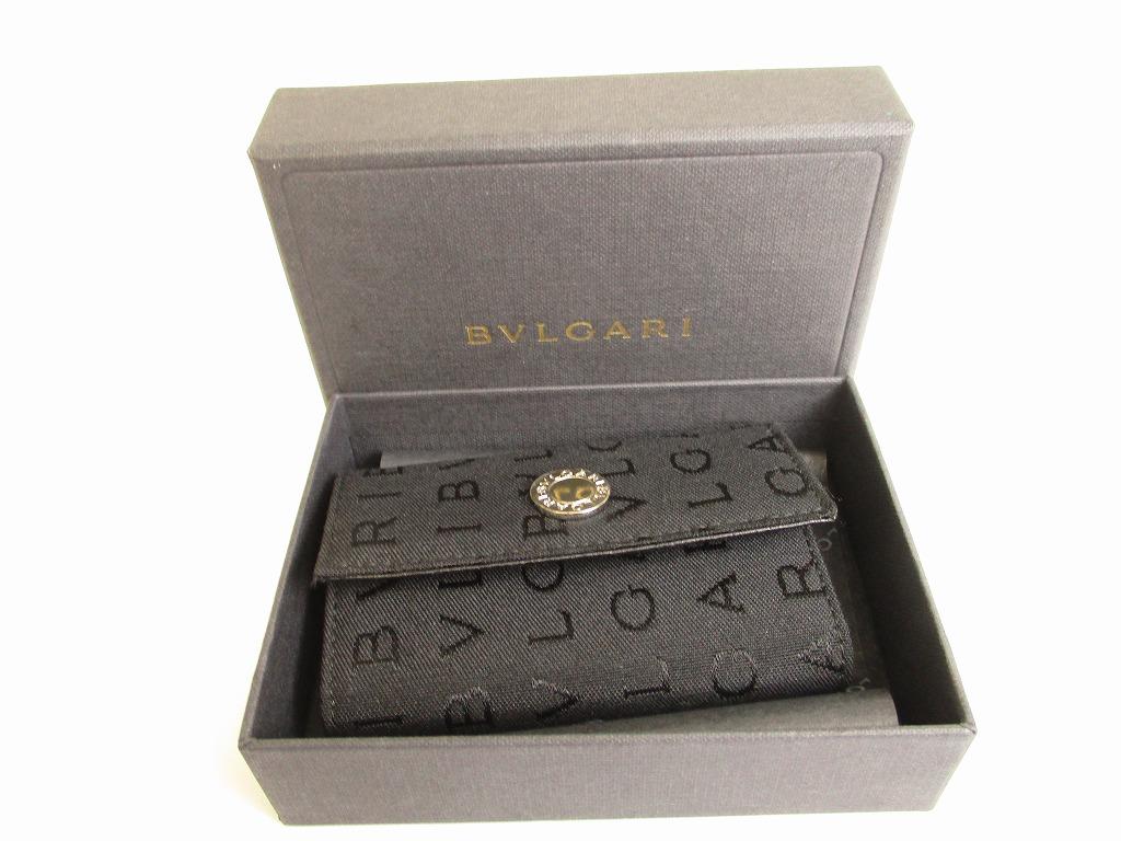 Authentic BVLGARI Black Canvas Leather Logo Mania 6 Pics Key Cases #9642  Refurbished