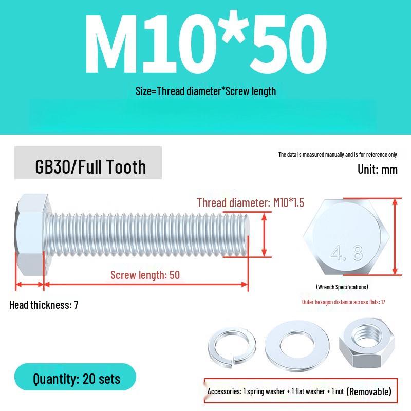 4.8 Grade Galvanized Hex Head Bolt & Nut Set