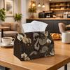 1pc Polynesian Tribal Floral Tissue Holder - Brown And Beige Decorative Napkin Storage Box, Ideal for Rolls, Facial Tissues, Or Single Sheets, Versati