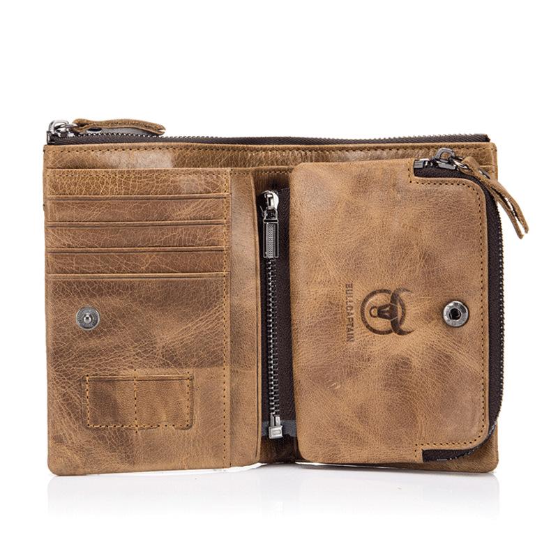 Portefeuille Vintage en Cuir Véritable pour Homme - Cuir de Vachette Pleine Fleur, Fentes Multi-Cartes, Porte-Billets, Porte-Monnaie et Porte-Cartes