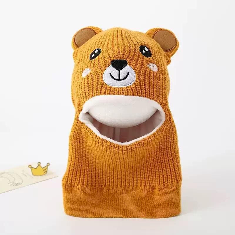 Children's Autumn and Winter Hat and Scarf Set, Boys and Girls' Thick Yarn Knitted Scarf and Ear Protection Two-piece Set