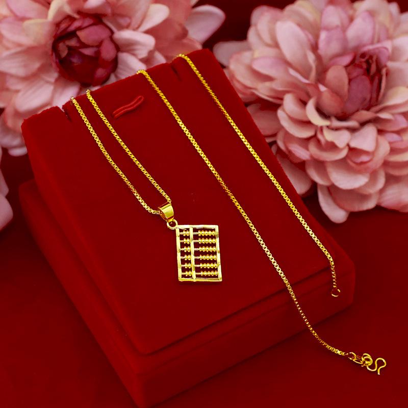 Ruyi Gold Plated Abacus Necklace Pendant - Copper Jewelry Gift