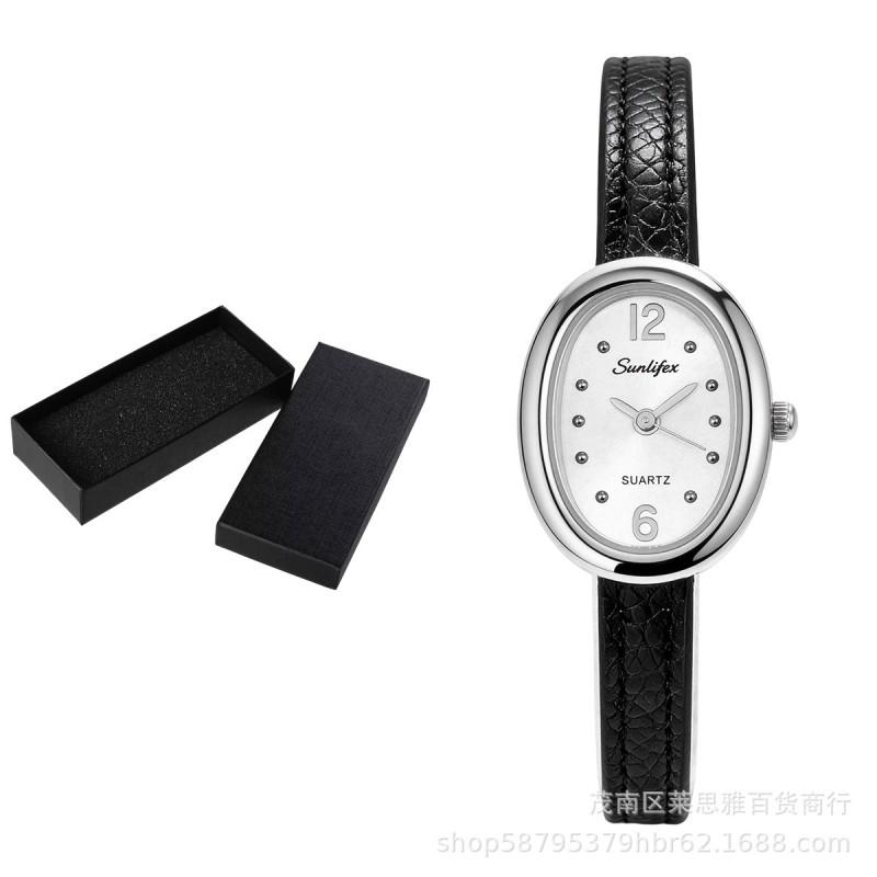 Sunlifex Fashion Oval Quartz Watch Women Leather Strap Ankora Red Luxury Minimalist Style