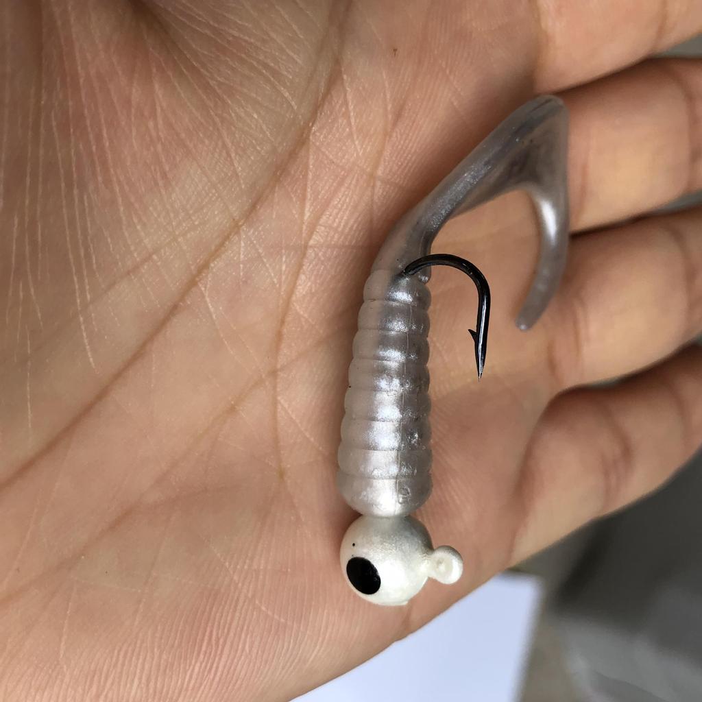 Soft Bait Combo Set: Lead Head Hook, Soft Worm, Luya & Catfish Bait