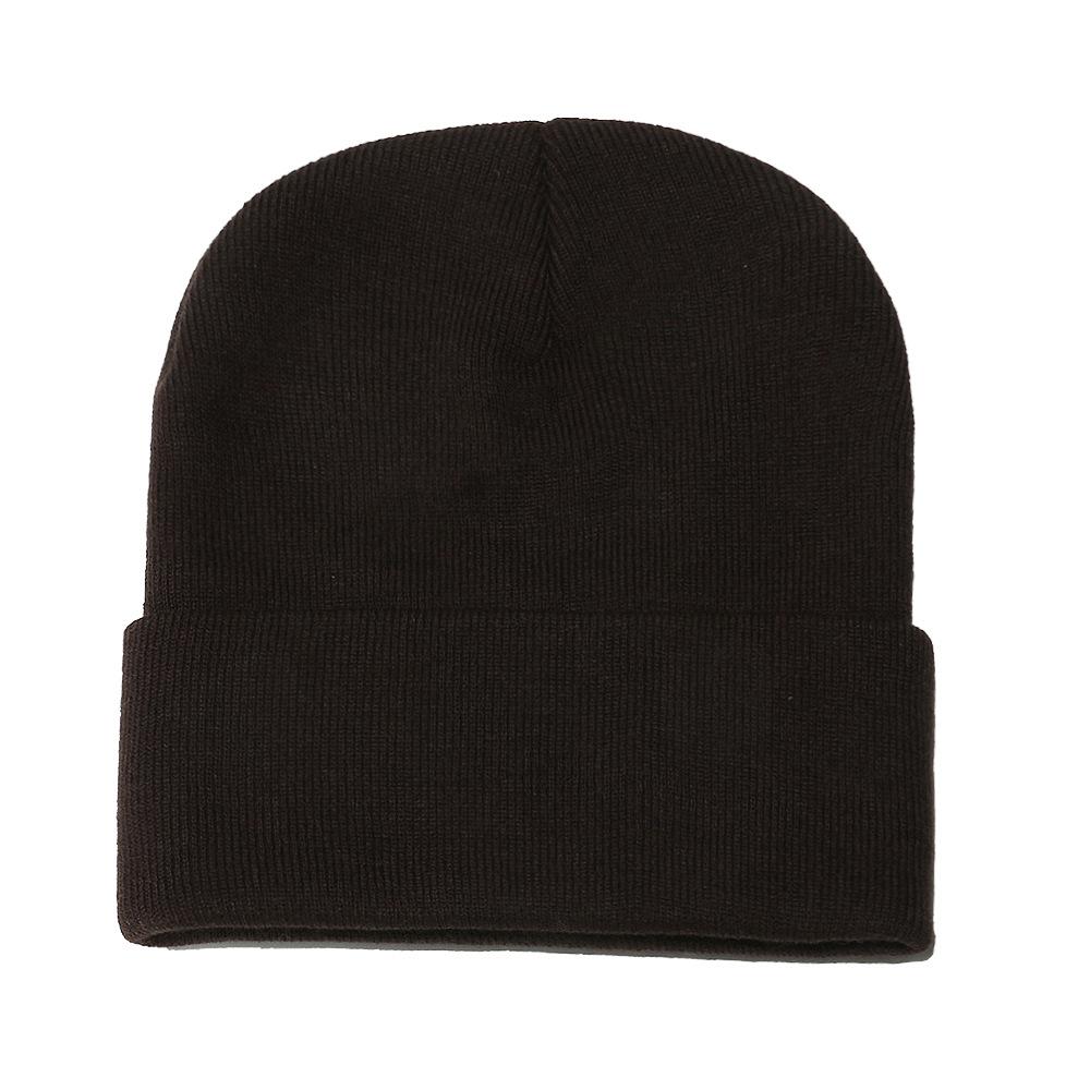 High Quality Solid Color Acrylic Wool Hat Outdoor Warm Cold Hat Monochrome Knitted Hat Pullover Hat for Men and Women