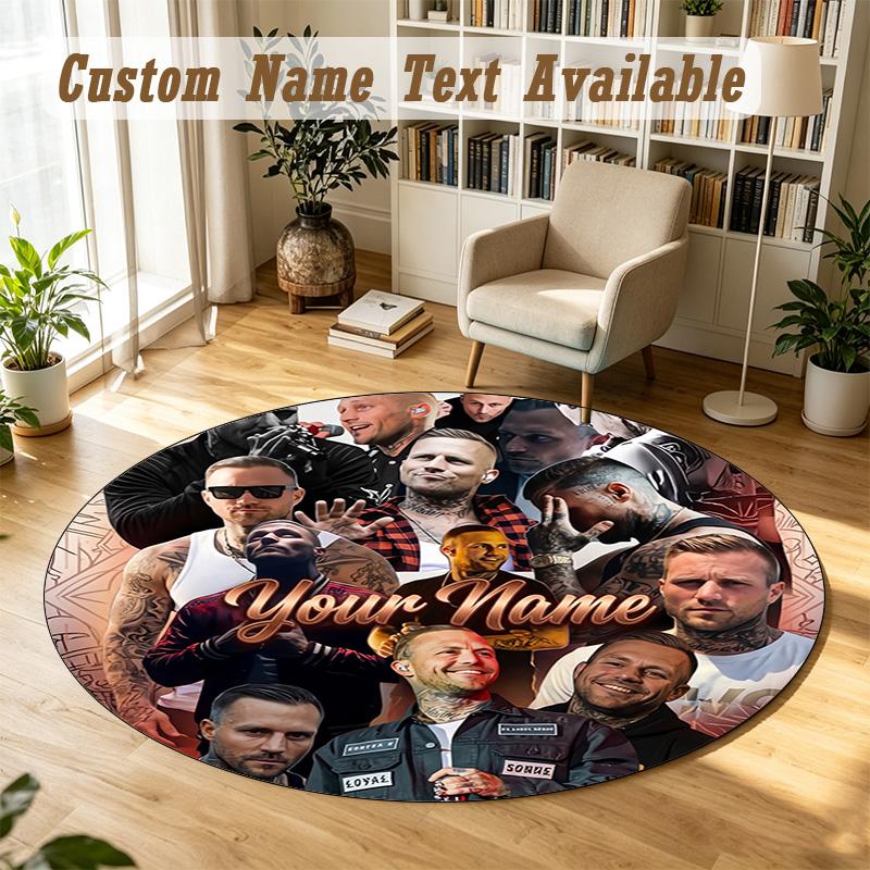 Round Rug Custom NameKontra K Pattern Non Slip Carpet Home Floor Decor