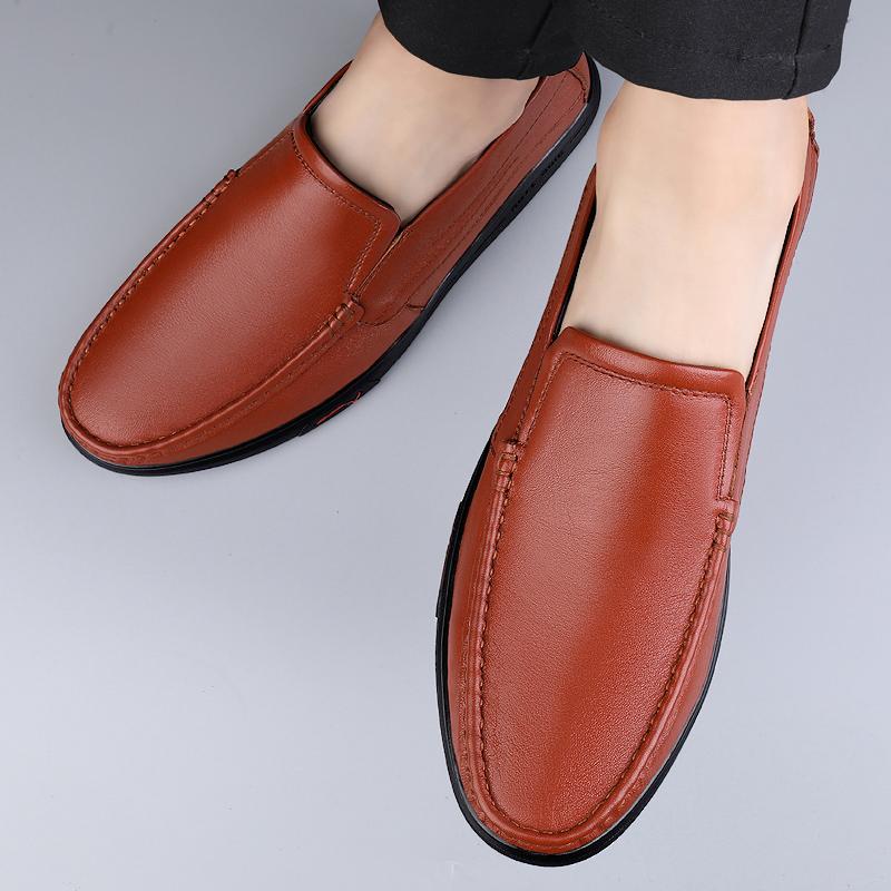 Zapatos de cuero suave para hombre Zapatos de conducción casuales Zapatos casuales de cuero para negocios para hombre Zapatos sin cordones de cuero genuino para hombre