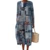 Women's Fashionable Casual Long-Sleeved Round Neck Retro Geometric Print Elegant Dress