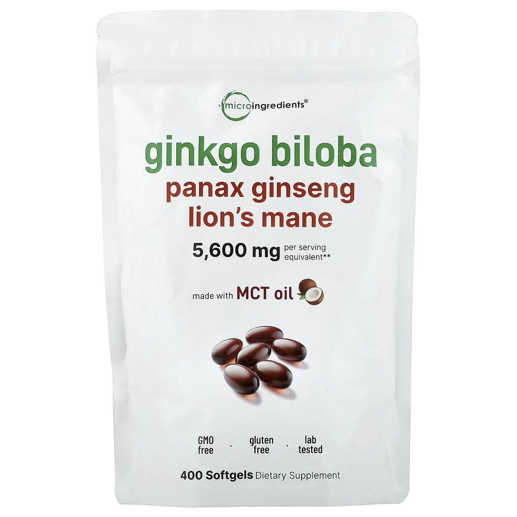 Micro Ingredients: Ginkgo Biloba, Ginseng, Hericium Antler, 400 Softgels