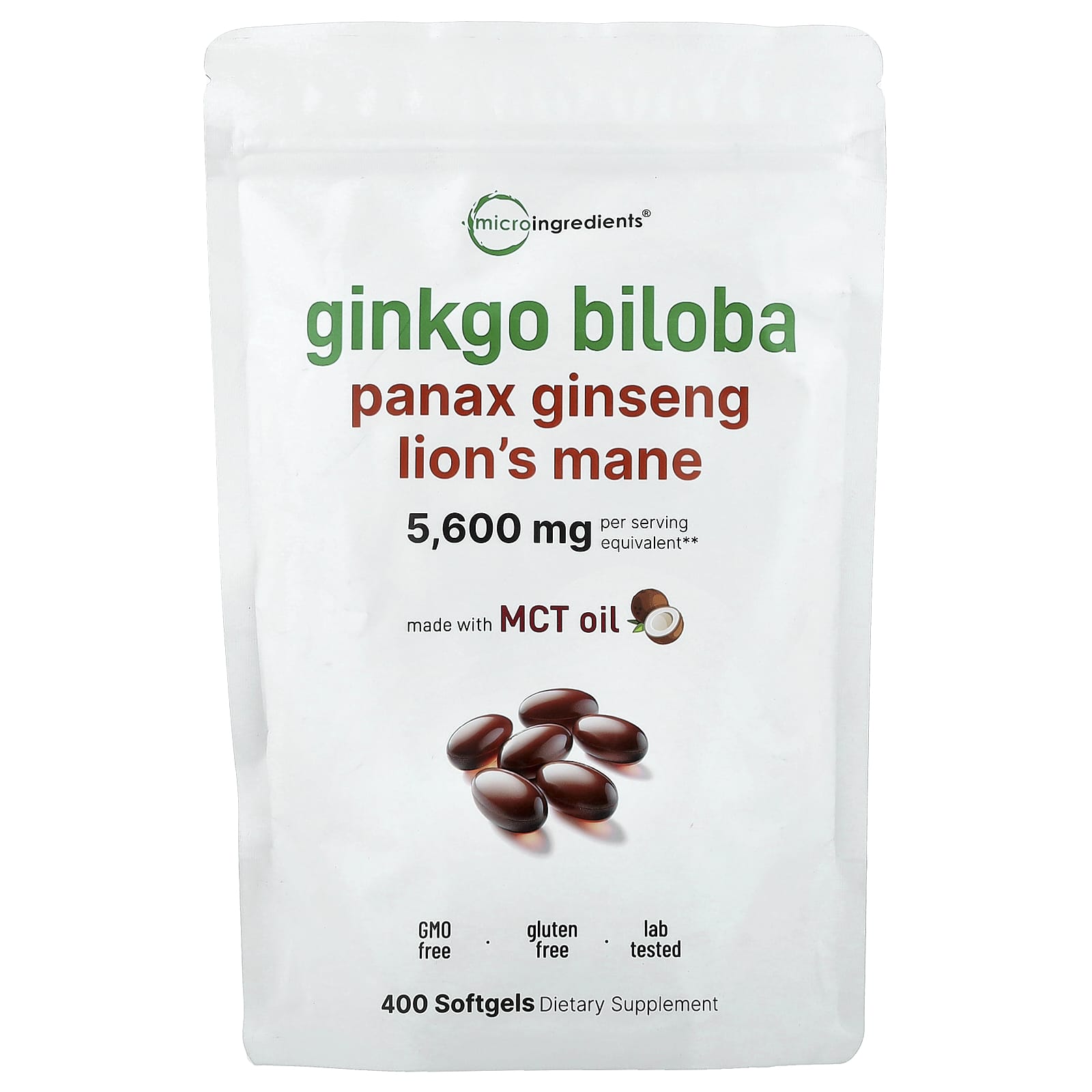 

Micro Ingredients: Ginkgo Biloba, Ginseng, Hericium Antler, 400 Softgels