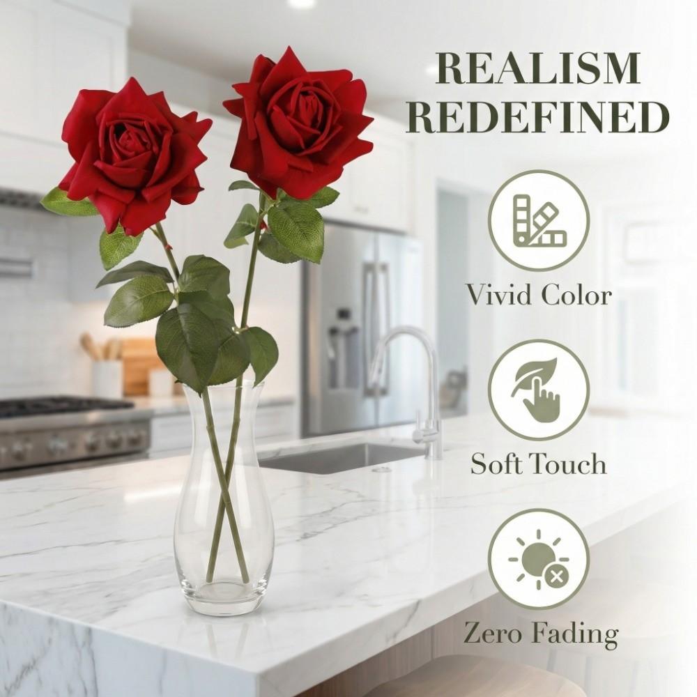 Vase Dekor Echte Haptik Künstliche Rose Blume Realistische Künstliche Simulation Große Rose Luxus 73cm Künstlicher Rosenzweig Gastgeschenke