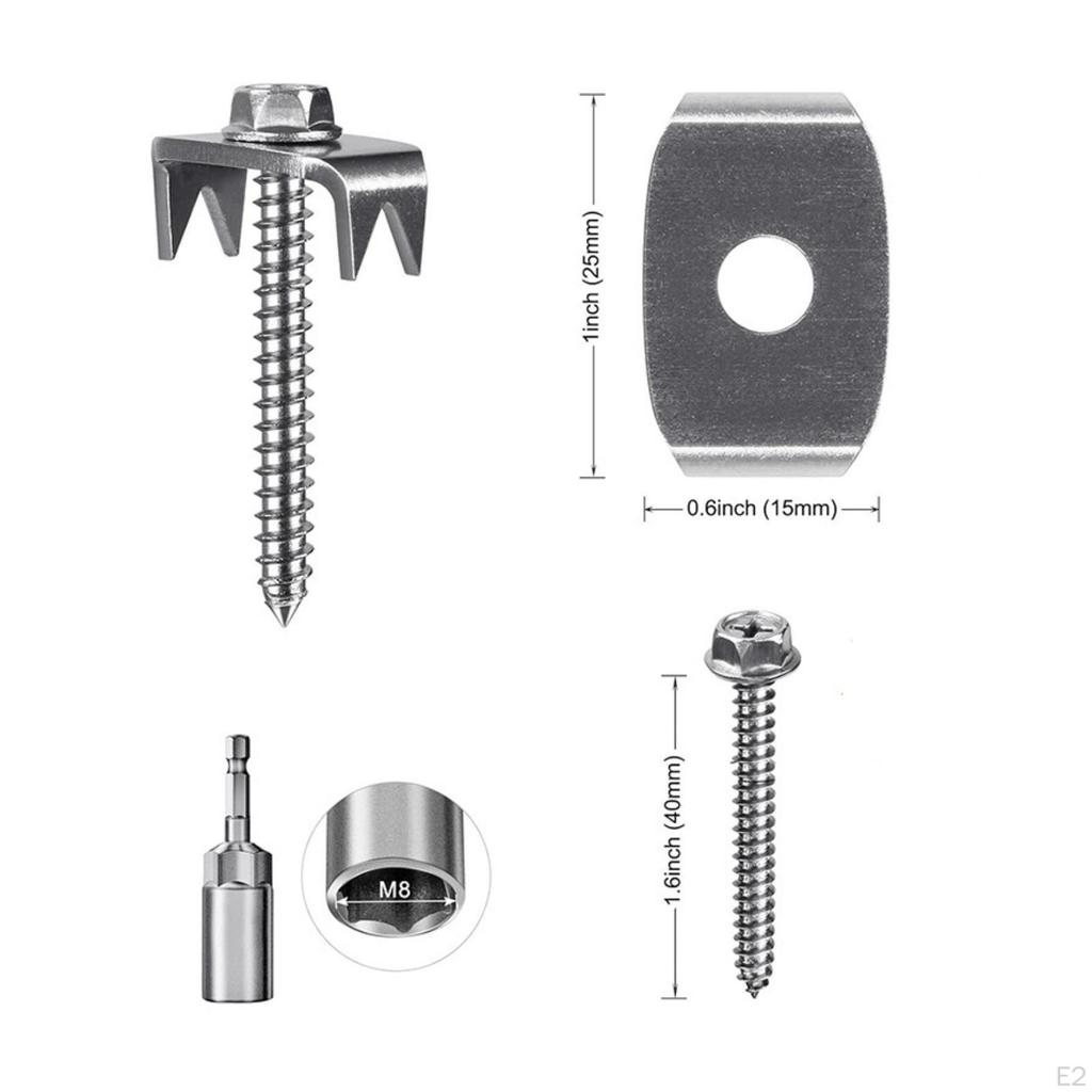 50 Pieces Toothed Claw Fence Fastener No Predrilling Setup Required, Metal WireFence Fastening
