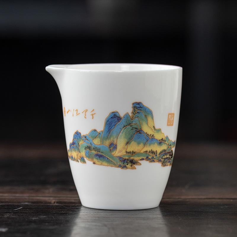 Sprawiedliwy kubek suet jade herbaciane morze biała porcelana ręcznie malowane kreatywne gospodarstwo domowe akcesoria do zestawu do herbaty kung fu sześciu dżentelmenów wysokiej klasy dozownik do herbaty