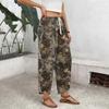 Women's Casual Printed Pattern Wide Leg Pants with Front Button Closure - Loose Straight Fit Trousers for Daily Wear Outfit