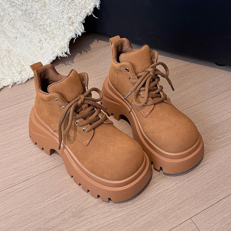 Yueyu 2025 autumn new denim sweet cool wind Martin boots women's thick-soled heightening ribbon British single boots