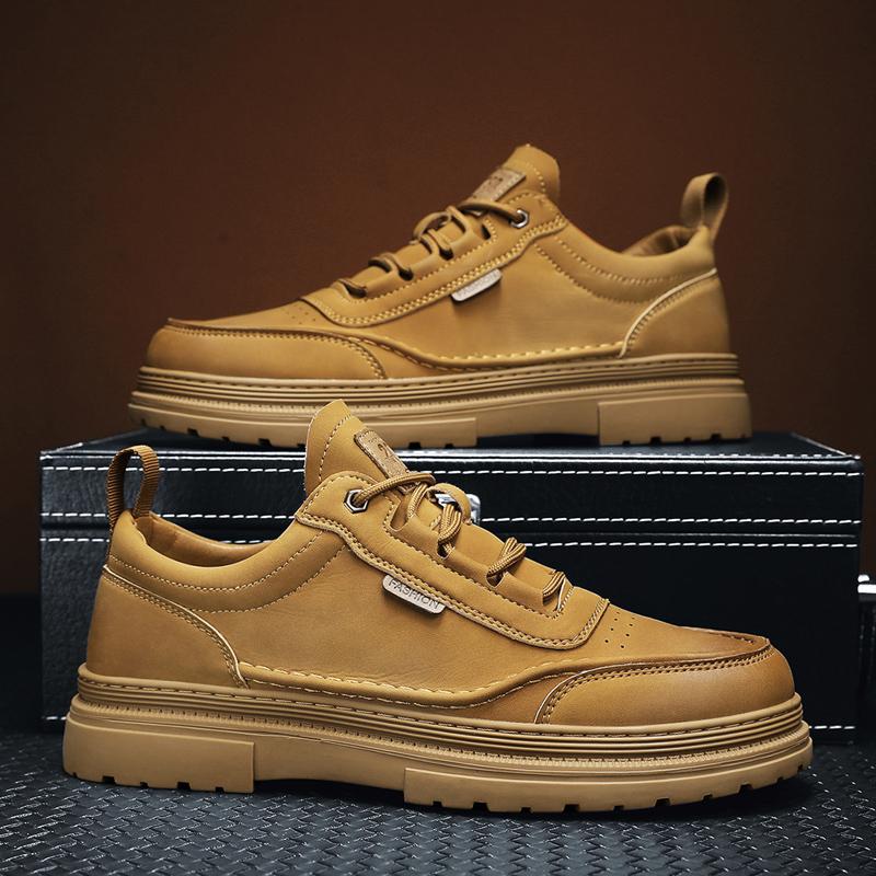 Fashion 2024 Autumn New Men's Workwear Shoes Fashion Thick Sole Shoes Street Fashion Oxford Shoes Men's Genuine Leather Casual Shoes