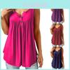 Elegant Women Ruffle O Neck Swing Tunic Blouses In Chic Button Sleeveless Design