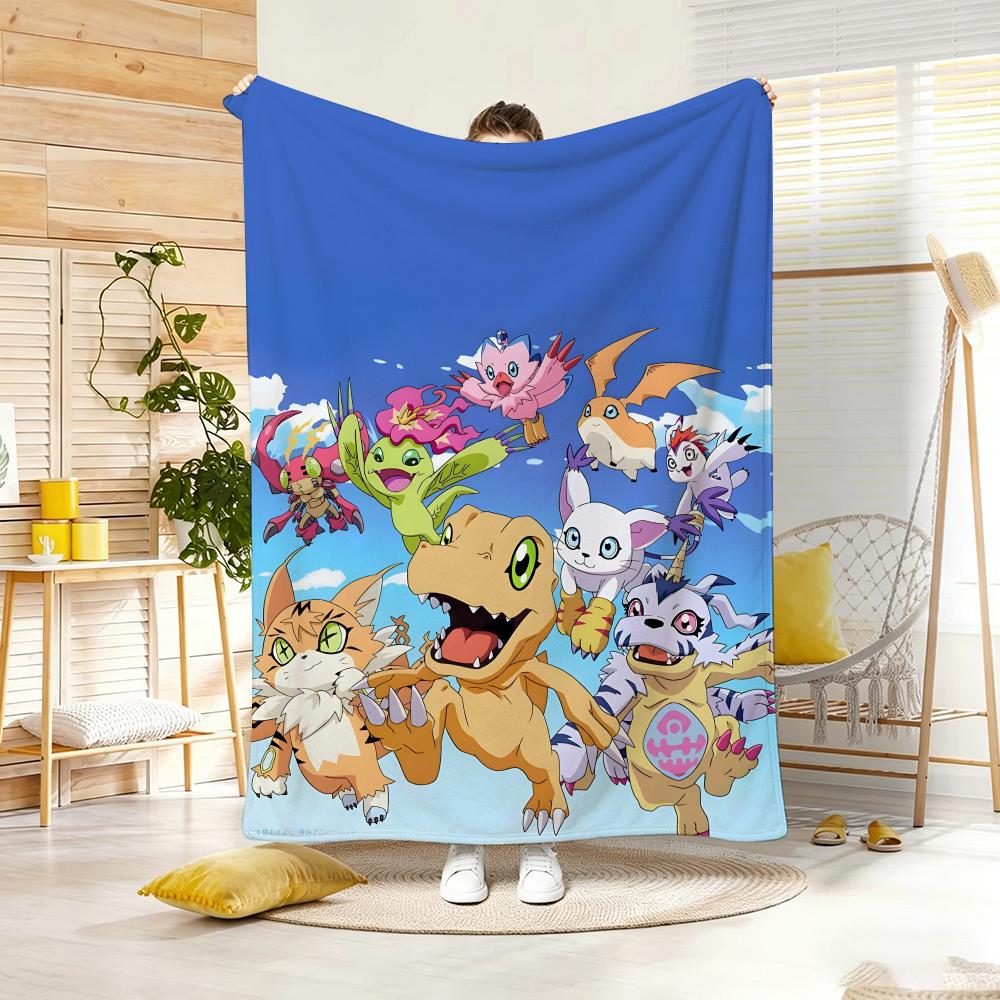 Anime D-Digimon AdventureS Throw Lightweight 240g Flannel Blanket Soft Skin-friendly for Summer Cooling