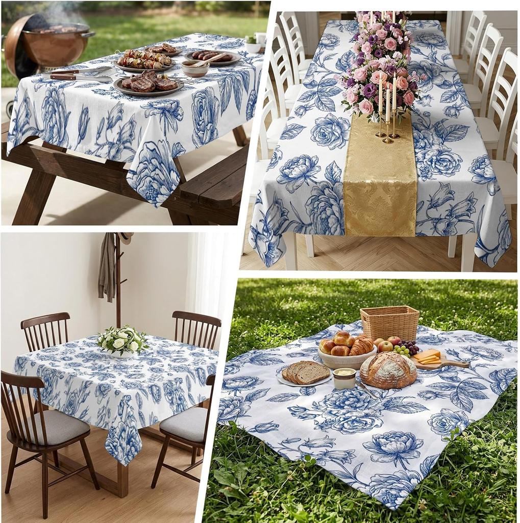 Retro French Country Style Rectangle Tablecloth for Table Decor Party Waterproof Reusable Table Cloth for Table Dining Room