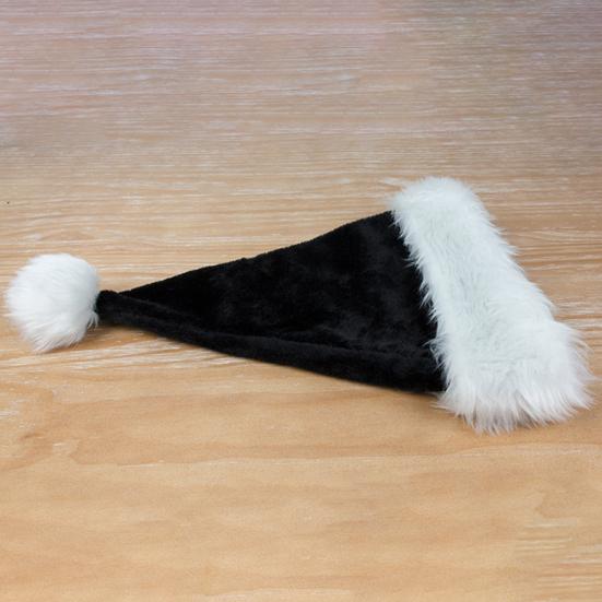 Plyšová čepice Santa Claus poutavá široké použití černá měkká vánoční čepice Santa Clause pro domov