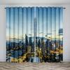 3D Iconic Building Landscape Sunshade Window Drapes Luxury Living Space Home Curtain Bedroom Space Decor Thin Window Drapes 2 Panels