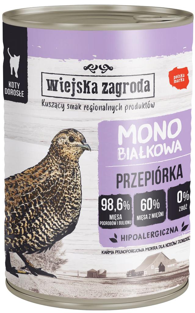 Wiejska Zagroda | Adult | Karma Monobiałkowa Dla Kota 400G - Przepiórka 400G