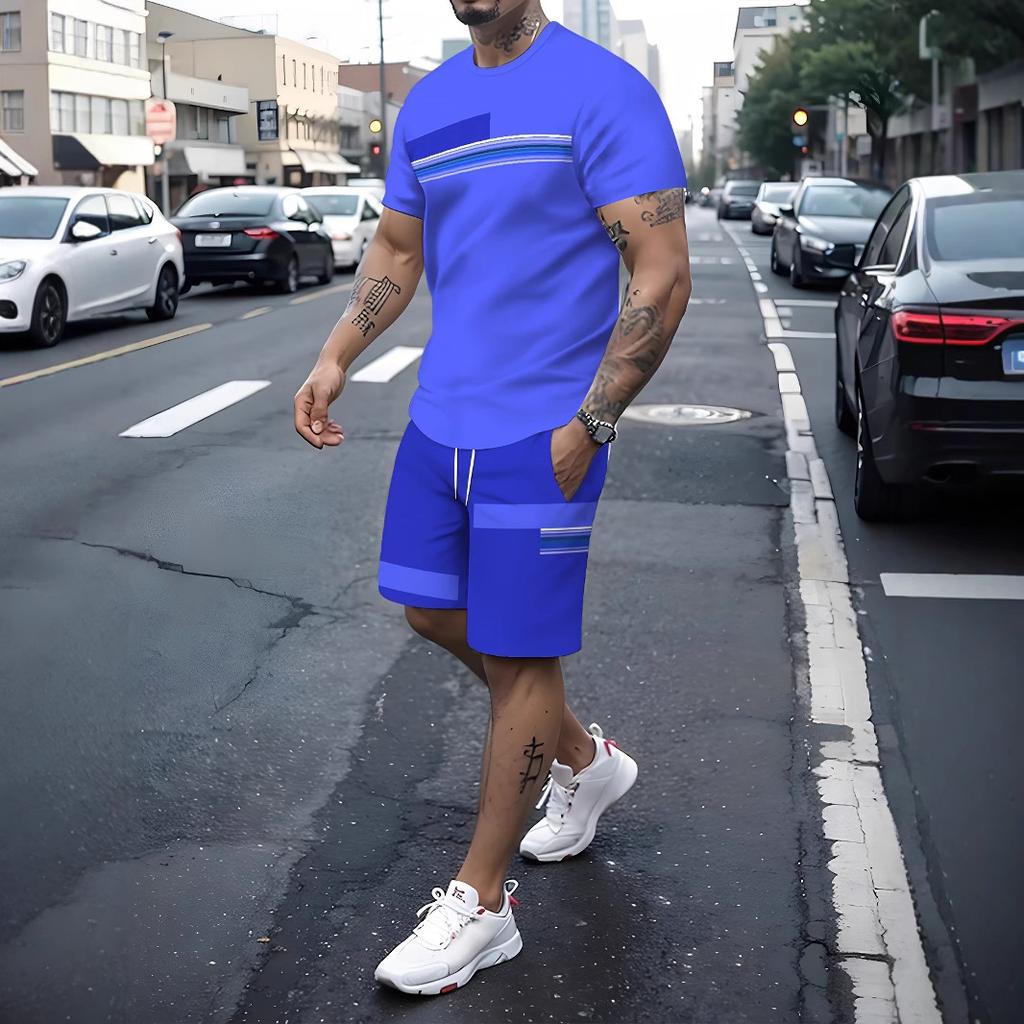 T-shirt da Uomo Manica Corta Pantaloncini Set Due Pezzi Stile Resort Moda Estate Stampa 3D