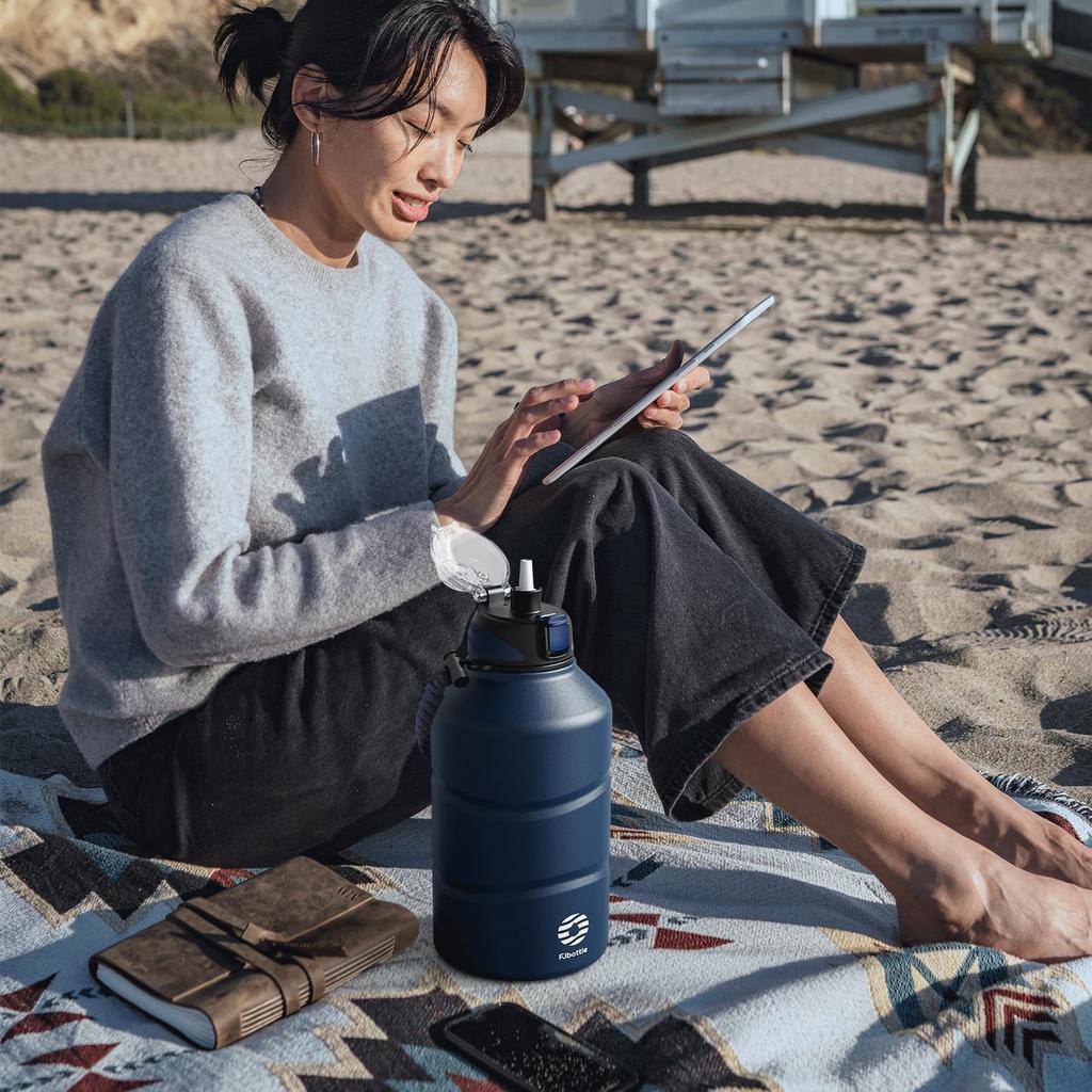 FJbottle Liter Vacuum Insulated Water Bottle with Direct Sports Jug Sports Sports Drink Large Wide Easy To Stainless Steel Bottle with Cleaning Ideal