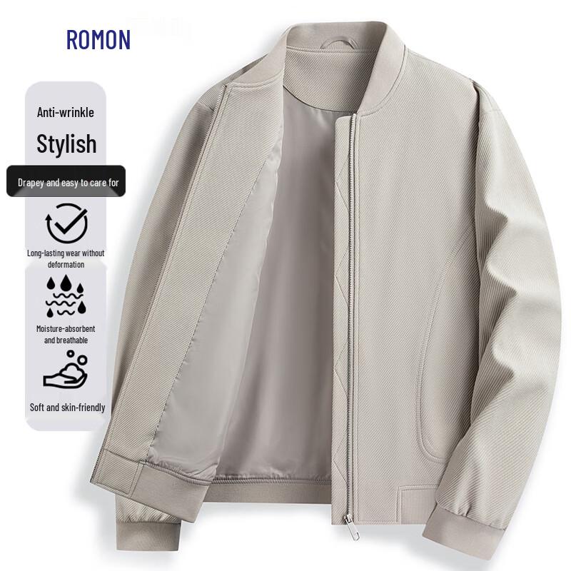 Luomeng Men's Anti-Wrinkle Baseball Collar Jacket