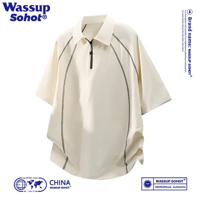 

Wassup Sohot Ice Silk Half-Zip Short-Sleeve Polo Shirt for Men 3XL