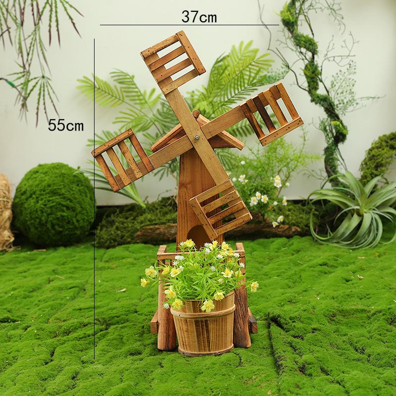 Neid Porzellan Windmühlen Ornament: Massivholz Miniaturlandschaft Gartendekoration - Kreative Waldserie für Kindergarten und Hofgestaltung