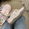 Pink double mesh shoes female ugly cute spring new niche low-top versatile sports little white shoes