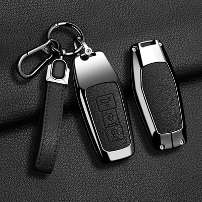 Car Key Case Protector Cover for A3 A5L Q6 A6L A6 A7 Q7 Q3 Q5 New 2025 Zinc Alloy Leather Holder Shell Keychain Accessories