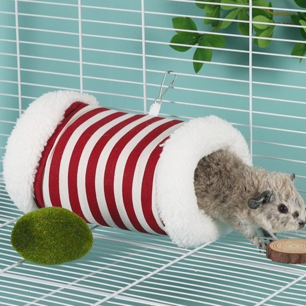 Cartoon Super Soft Hamster Tunnel Thickened Warm Hamster Hammock Cozy Fluffy Hanging Tunnel Nest for Pet Cage