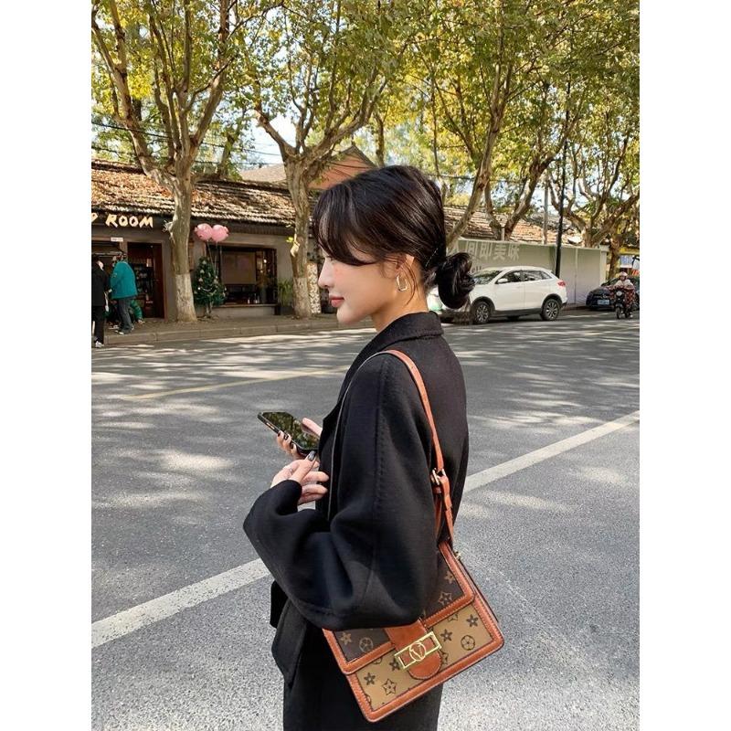 Solid Color Woolen Coat Mid-length Women's Autumn and Winter All-match Internet Celebrity Thickened Hong Kong-style Loose Woolen Coat