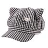 Cute Cat Ears Striped Octagonal Hat Women Spring Summer Fresh Versatile