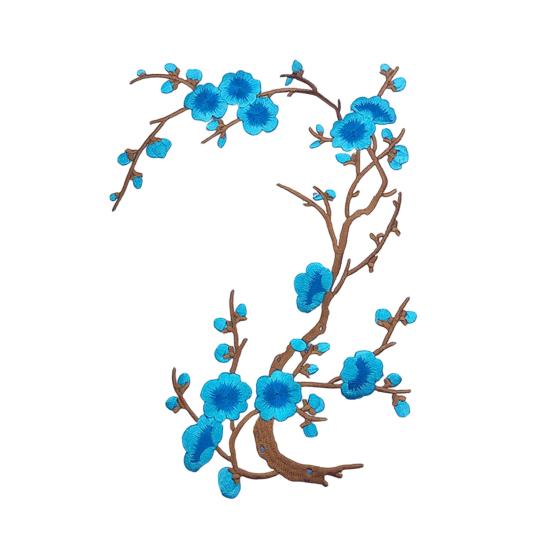Cherry Blossom Iron Patch Iron-on Blossom Plum Applique Patch Embroidered Floral Patch for Jeans Garment Jackets Backpacks Clothes DIY Crafts